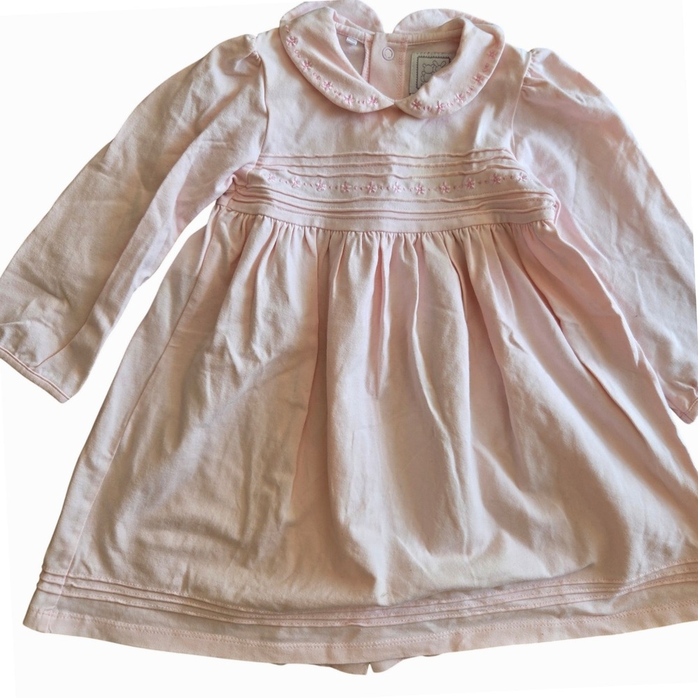 Emile et Rose Baby Girl Pink Embroidered Peter Pan Collar Dress 18 Months 83cm